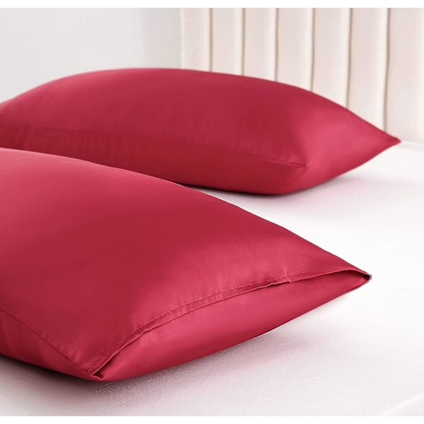 Satin Kuddar 20x40 Tum, 2-pack - Ros Röd