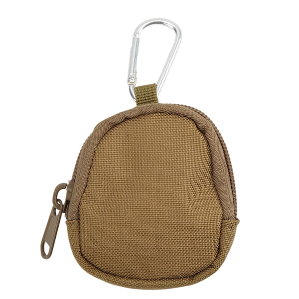 Mini Key Bag Portable Wearproof 1000D Round Nylon Carrying Pouch with Triangle Buckle for Outdoor Earphone Tan