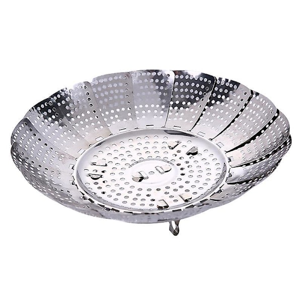 Sammenleggbar dampkurv for grønnsaker med rustfrie stålben, 14-23 cm diameter, for matlaging av grønnsaker og mat