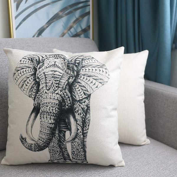 Elephant Pattern Örngott för 45 x 45 cm Hemmakontorskuddar