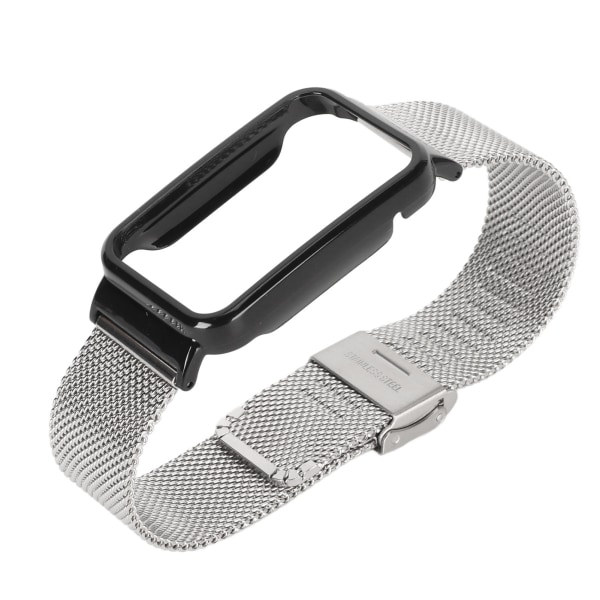 Ruostumattomasta teräksestä valmistettu mesh case vaihtotarvikkeella, joka sopii Mi Band 7 Pro Silverille