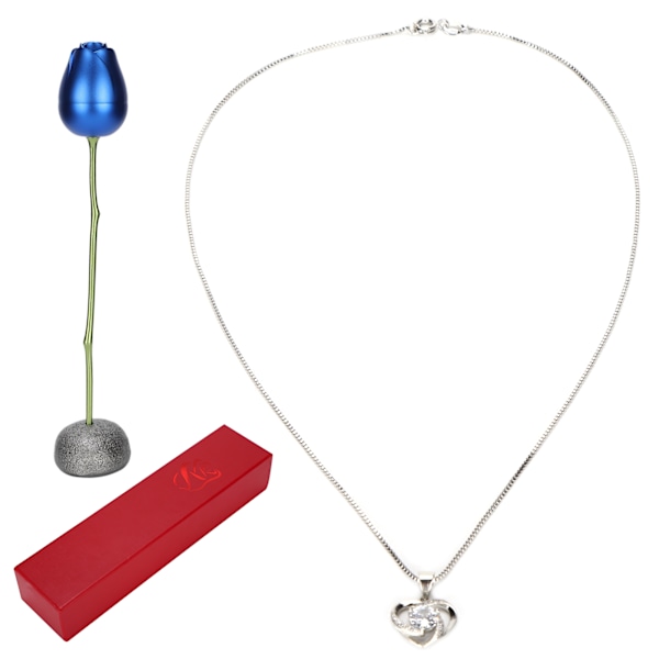 Moderne Rosenblüten-Schmuckkette Geschenkbox Frauen Hochzeit Geburtstag Geschenkset