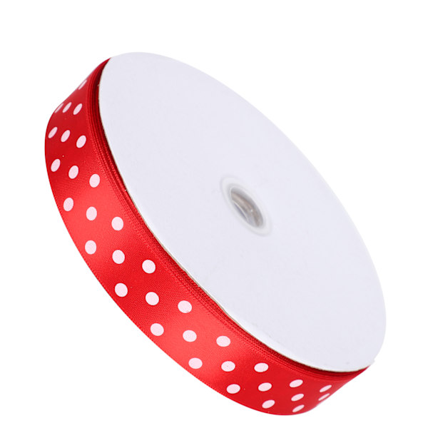 Satängband Polka Dot Tryckt Hårrosetter Presentinslagning Slips DIY Hantverksverktyg 100 Yards 2.5cm Röd
