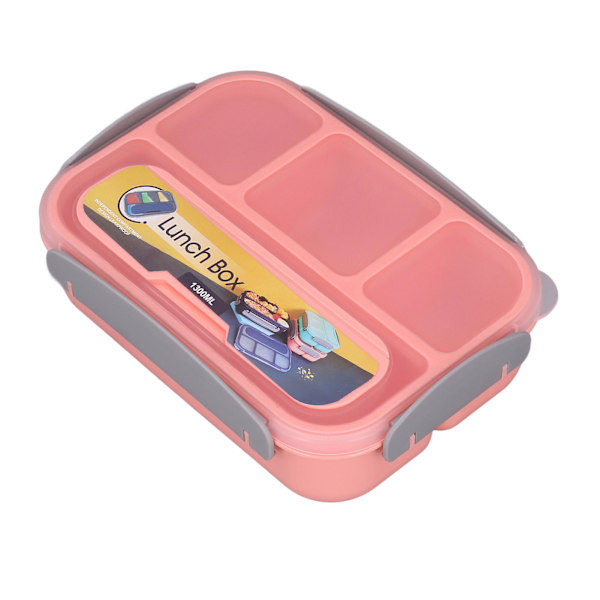 Individuel forseglet madkasse børnemadkasse 4 rum madkasse til skole 1300ml pink