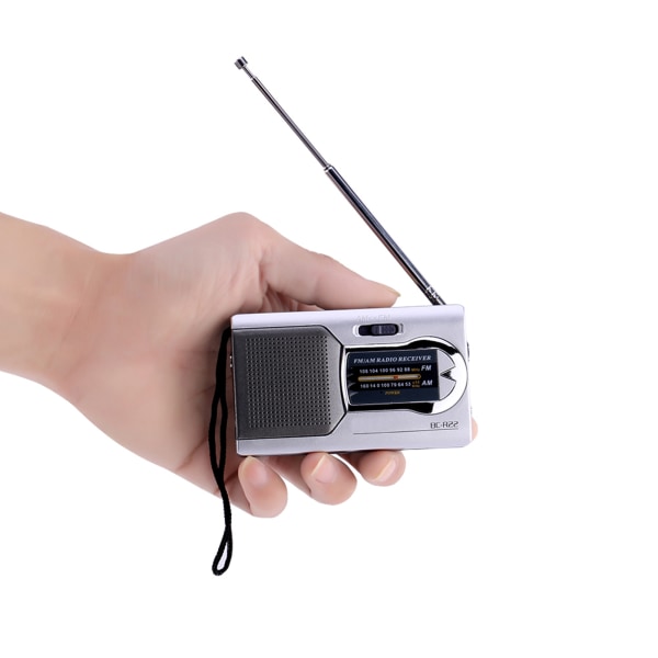 Universal Slim AM/FM Mini Radio Portable Stereo Høyttalere Mottaker Musikkspiller Sølv