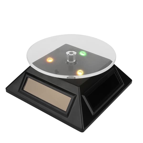 LED Lys Roterende Solenergi Smykker Klokke Telefon Display Sminkeholder Stativ