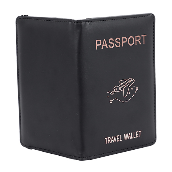 Passhållare med flera kortplatser PU Svart Vattentät Bekväm Touch Pass Rese Plånbok för Män Kvinnor