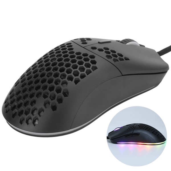 AJAZZ kablet mus til gaming, ultralet, DPI justerbar, 7 knapper, computertilbehør AJ390RAJ390R sort