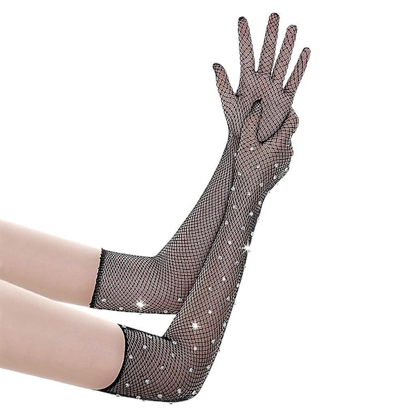 Rhinestone Mesh Långa Handskar för Kvinnor