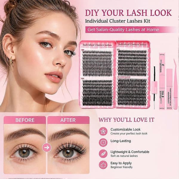 DIY fransklusterkit - 30D/40D/50D med limremover återanvändbart anpassningsbart