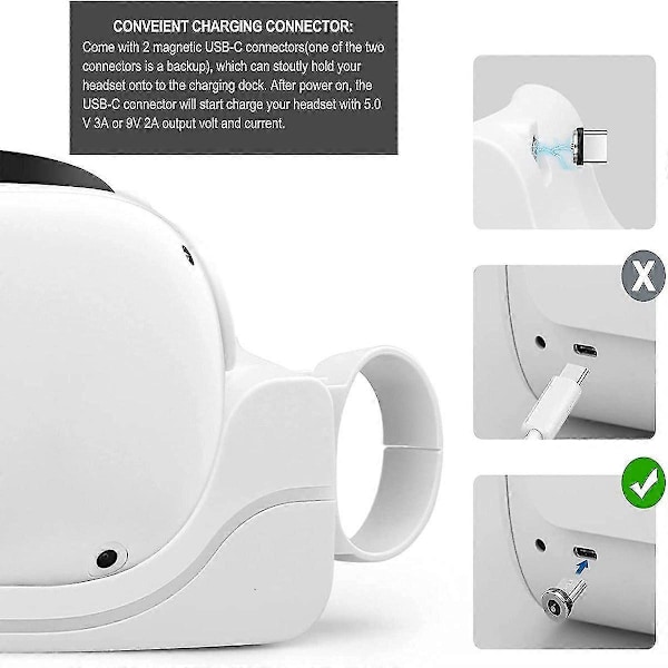 Oculus Quest 2 VR Headset Oplader og Opbevaringsdock - Strømadaptere, Opladningsdock-standere og Hovedtelefonoplader
