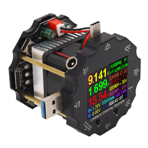 USB-tester 65W Bluetooth Digital spænding strømstyrke effekt modstand kapacitet USB-effektmeter 3.6‑32V