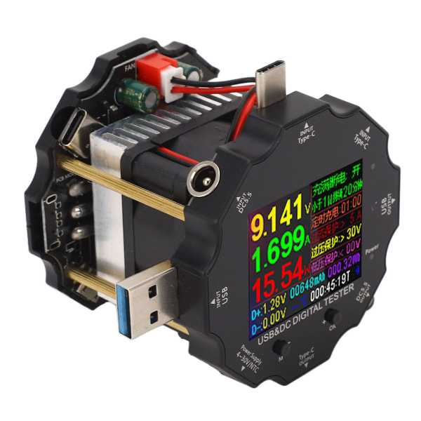 USB-testeri 65 W Bluetooth digitaalinen jännitevirta tehovastuskapasiteetti USB-virtamittari 3,6-32 V