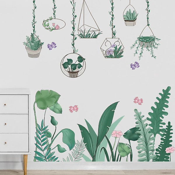 En uppsättning väggdekaler med krukväxter och blommor, väggdekal för vardagsrum sovrum kök badrum