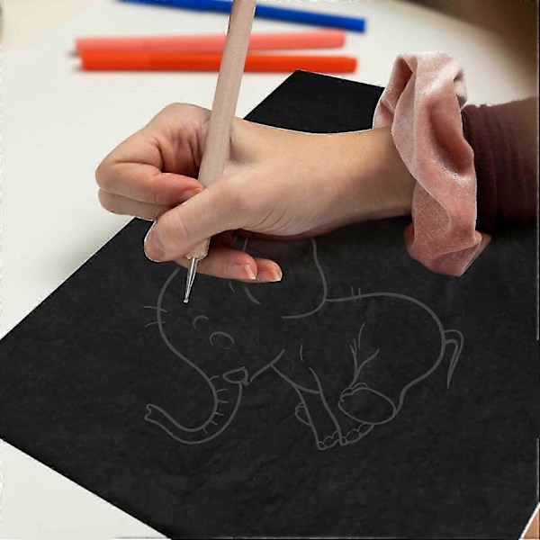100 Ark Kolpapper, Svart Papper kompatibelt med Att Föra Över Mönster På Trä, Papper, Canvas och Andra Hantverk
