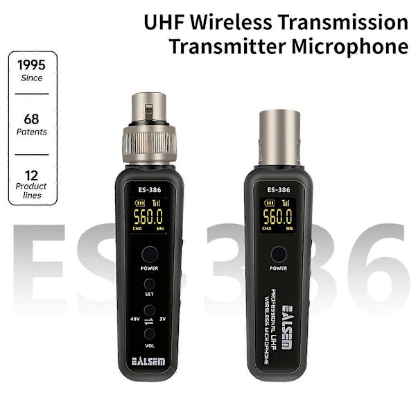 UHF Mikrofon Konverter XLR Sender Modtager 640-690MHz