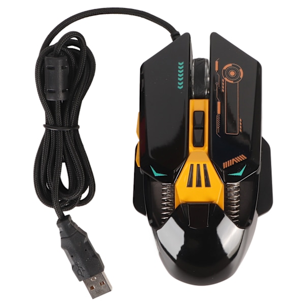 Kablet mus ergonomisk RGB baggrundsbelyst justerbar DPI 7 programmerbare knapper gaming mus til gaming kontor studie sort