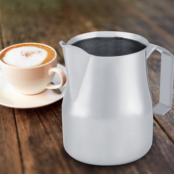 Melkeskummer i rustfritt stål, melkeskummerkanne, espressokanner i latte-art-stil (750 ml)