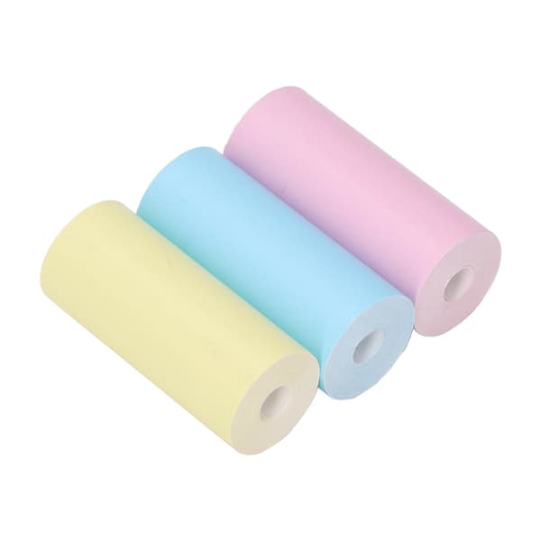 3 rullar termopapper minitermopapper gul blå rosa för etikettfoto 57x25mm