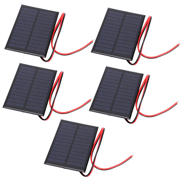 5 stk. Mini solcellepanel Epoxy cellekort strømmodul 30 cm rød og svart linje 6V0.6W