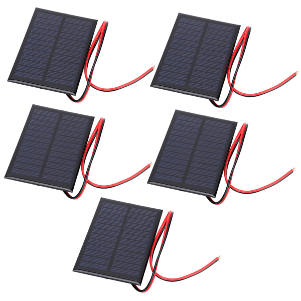 5 stk mini solpanel epoxy cellekort strømmodul 30 cm rød og sort linje 6V0.6W