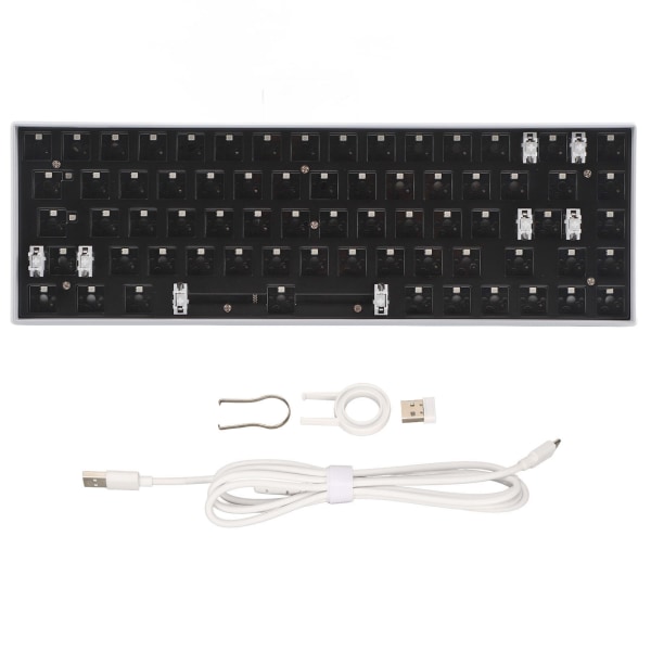 68 Key Mekaaninen Näppäimistö Tee-se-itse-sarja, jossa on RGB 5 V DC -tuki Langaton 2.4G Type C Langallinen Bluetooth 3.0 5.0 Hot Swap Keyboard IOS White