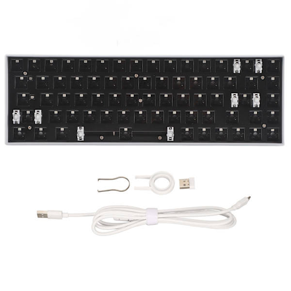 68 Keys Mekaniskt Tangentbord DIY Kit med RGB 5V DC Stöd Trådlöst 2.4G Typ C Trådbundet Bluetooth 3.0 5.0 Hot Swap Tangentbord för IOS White