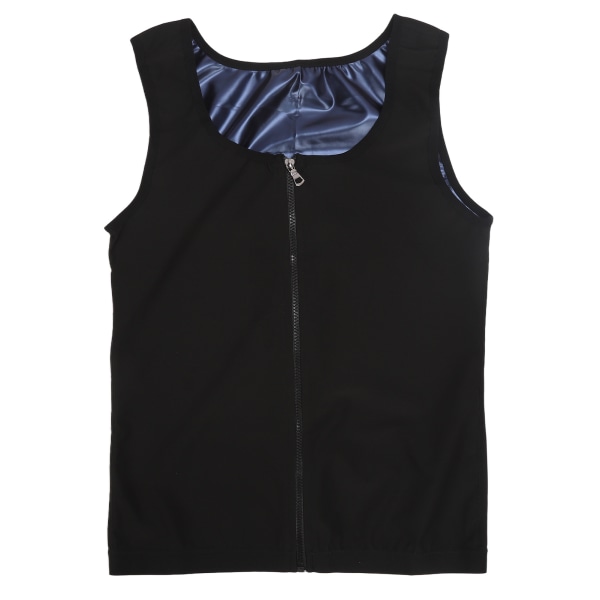 Män Sweat Vest Blå Inre Dragkedja Fast Torr Waist Trainer Linne för Man