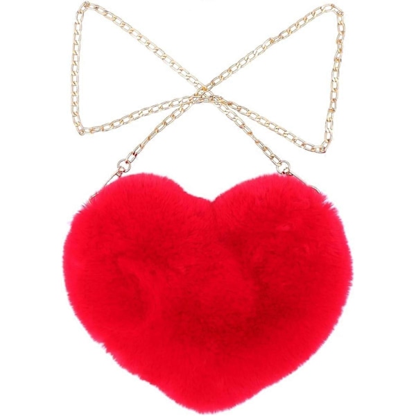 Hjärtformad Clutch Väska Fuskpäls Axelväska Crossbody Väska Fluffig Handväska