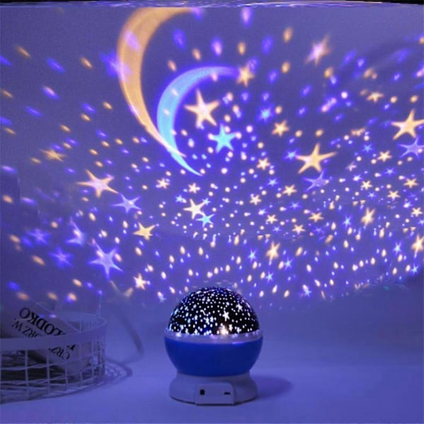 Projektor stjernehimmel natlys stjernehimmel månelampe børn baby soveværelse lys roterende -GSL 5.27 maj Lilla