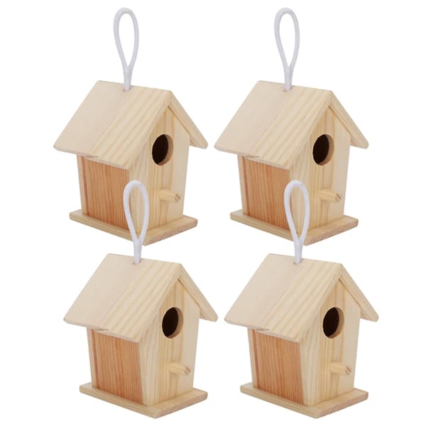 4 stk. Mini udendørs hængende fuglehus redebur ornament til havebalkon