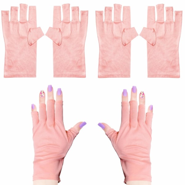 2 Par Nagelhandskar UV-skydd Handskar Fingerlösa Handskar För Att Förhindra Solbränna På Händerna Rosa