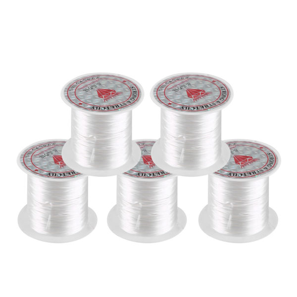 5 Rolls Crystal Line Helmet String Wire korumateriaali Joustava lanka koruille Tee itse (valkoinen)