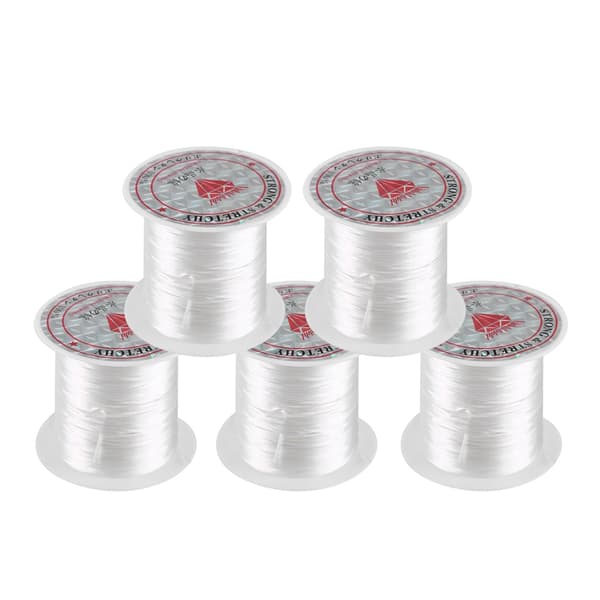 5 ruller krystal line perler snor tråd smykke materiale elastisk tråd til smykker DIY (hvid)