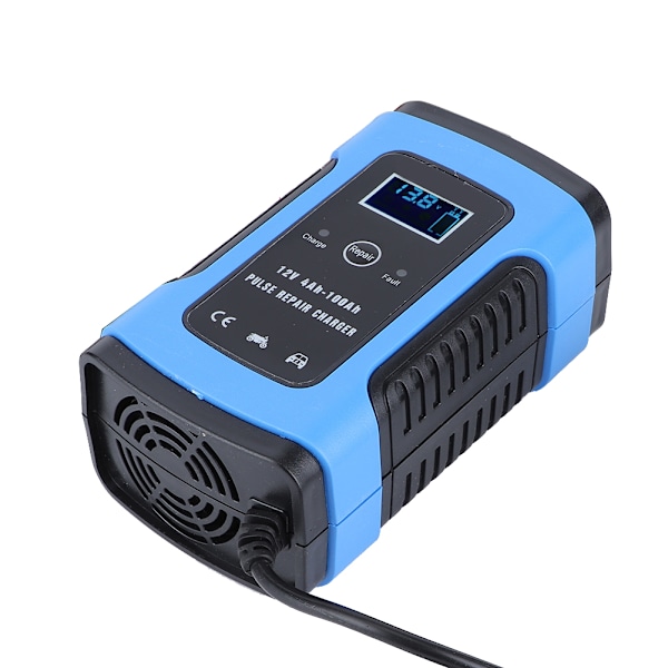 12V 6A Pulserande batteriladdare med lågbrusfläkt för bilmotorcykel 100‑240VUS-kontakt