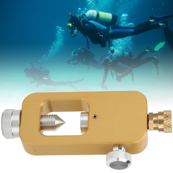 DEDEPU Scuba Diving Adapter 8mm Oxygen Bottle Connector med trykkmåler for undervannssnorklingutstyr Golden
