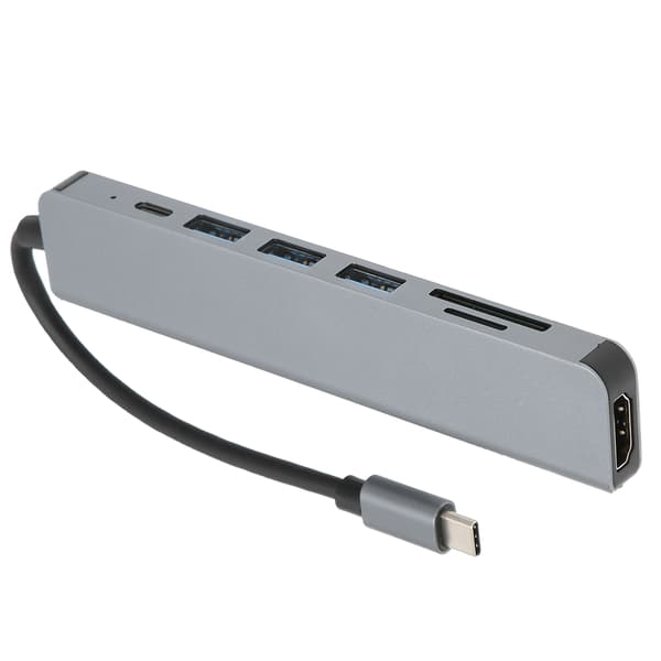 USB C Hub 7 i 1 4K HDTV Multifunksjonell 100W PD Hurtiglading Sikker Bærbar USB Splitter for MacBook Pro