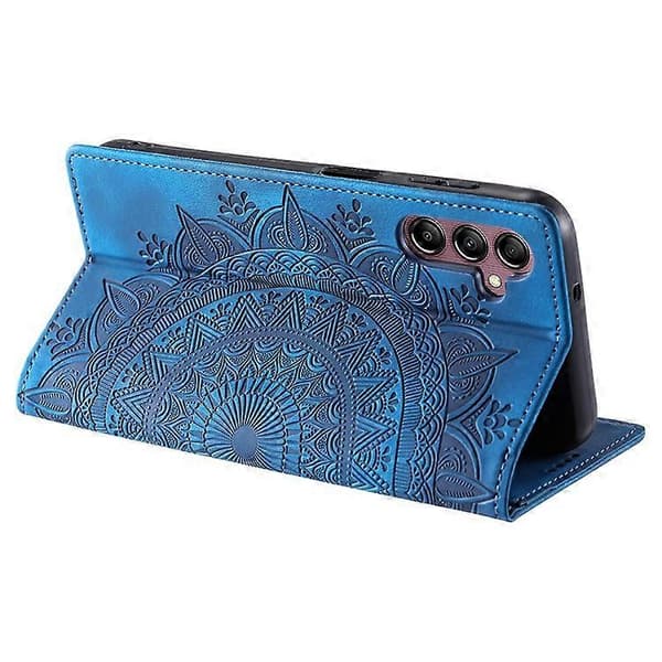Kompatibel med Samsung Galaxy A55 5G Läderfodral Mandala Blomma Plånboksfodral Blue