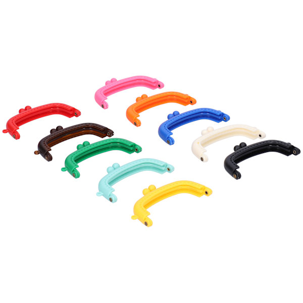 10 stk. pungramme i halvcirkelform i slikfarvet buet plast til DIY-tasker, 8,5 cm