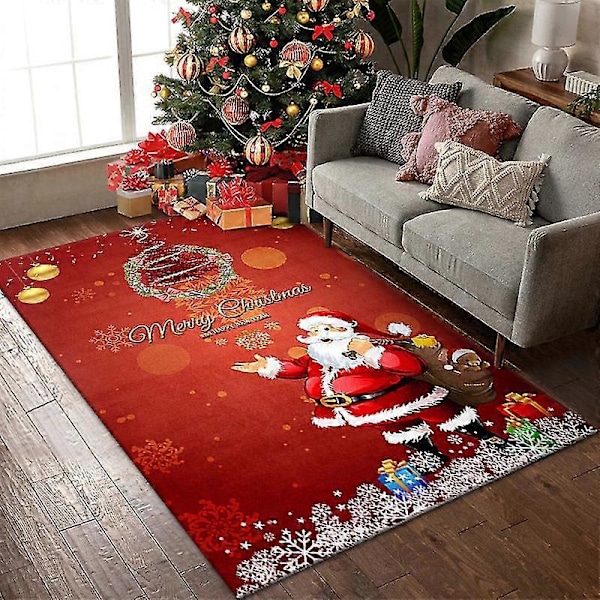 Julmatta Vardagsrum Soffmatta Tecknad Jultomte Röd Matta 3D-tryck Golvmatta Style04 50x80cm