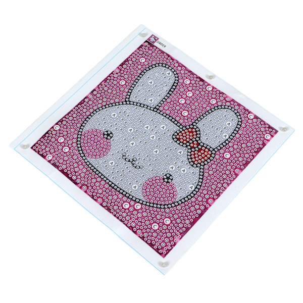 Rhinestone Painting Kit Cartoon White Bunny Pattern Shiny Exquisite Simple Operation DIY 5D Painting Art