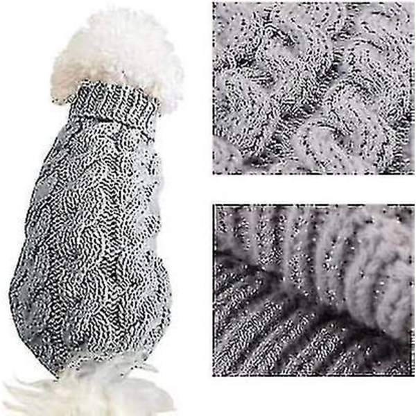 Strikkede uldhund sweater vest til små, mellemstore og store hunde L grå