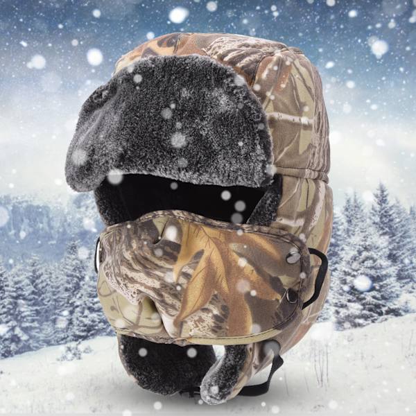 Ulkona miesten ja naisten naamiointi maski hattu talvi paksuuntua korvaläpät hattu tuulenpitävä pyöräilyyn ammuntaan keltainen camo vapaa koko