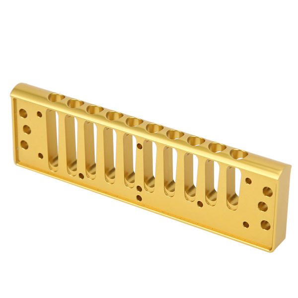 Harmonica Comb 10-hullers Blues Harpe Comb Part til HOHNER SP20 Aluminiumslegering Harmonica tilbehør Guld