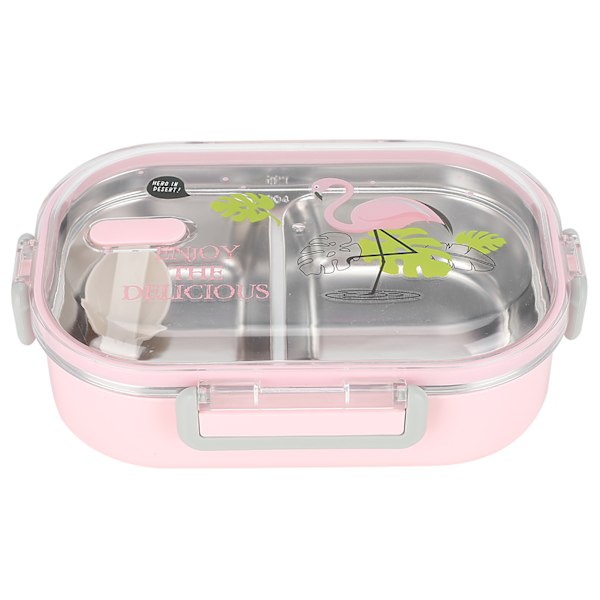 Bärbar 304 Rostfritt Stål 650ML Bento Box Läckagesäker Matbehållare för Studenter BarnRosa