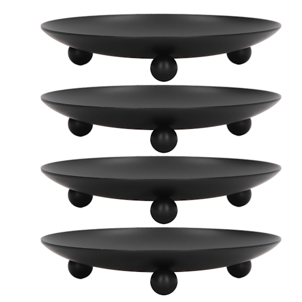 4 stk. Jernplade Lysestager Retro Moderne Runde Sorte Matte Jernplade Lysestager Bakke Hjem Indretning 4,33x0,87in