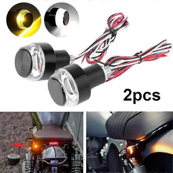 12v Blinklys Motorsykkel Led Bar End Blinker For 22mm Styre Signal Lys Blinkende For Styre ZD L hvit til rød