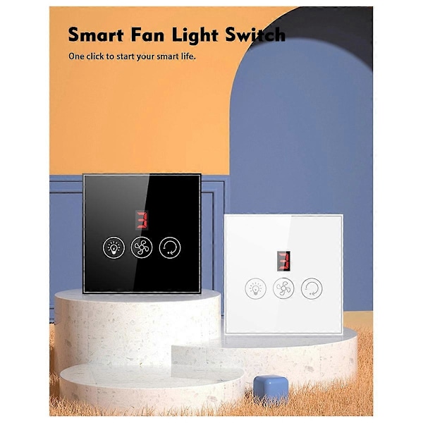 Tuya Smart Switch Controller EU-kontakt Takfläkt Lampa Strömbrytare Vit