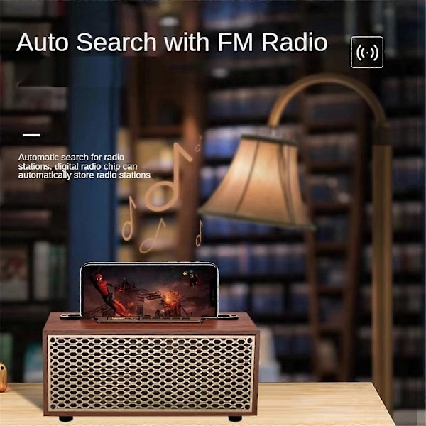 FM/AM Vintage Puunsyy Bluetooth-kaiutin langaton subwoofer