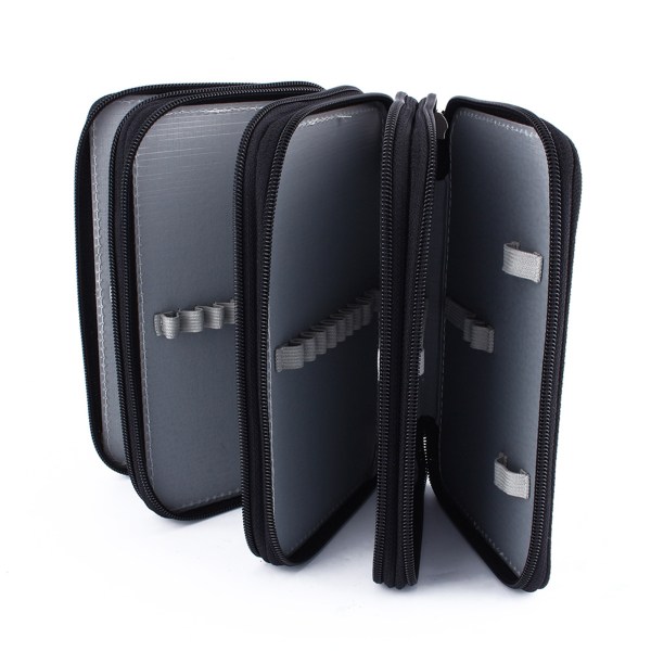 72 Indsættelse af Super Large Capacity Multilayer Pencil Pen Bag Pouch Kosmetisk etui Sort